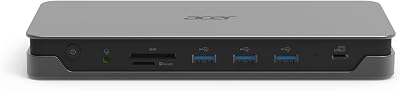 USB Type-C Gen1 Dock, Docking Station con porte USB Type-C con USB 3.1 Gen1, DisplayPort, HDMI, RJ-45, SD Card Reader, Cavo di Alimentazione EU, Grigio