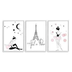 3 Panel Canvas Wall Art - Pink Illustration Series II - Giclee Painting Wall Bedroom Living Room Home Decoration - 16"x24"x3 Panels