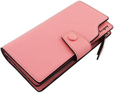 IU COMP Baellerry Women's Long Zipper Clutch Strap Wallet,Pink