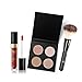 Huamianli 7Pcs Cosmetic Makeup Set 4 Colors Pressed Powder Mascara Eyeshadow Eyebrow Powder Lip Gloss Eyeliner Pen Blush Brush