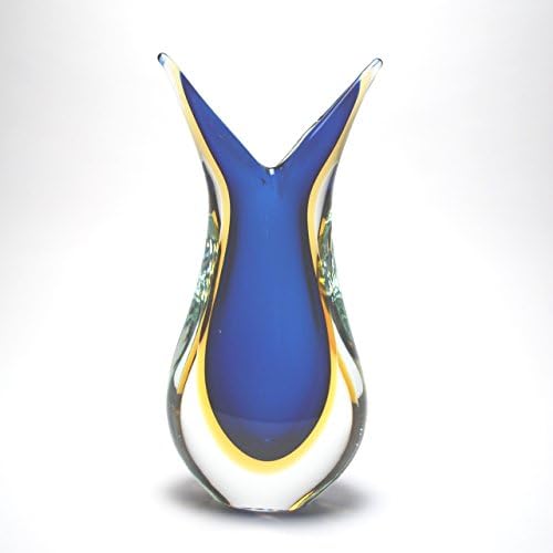 Made in Italy Murano Glass Cobalt and Amber FiFi Vase