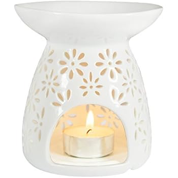 Ivenf Ceramic Tea Light Holder, Aromatherapy Essential Oil Burner, Great Decoration for Living Room, Balcony, Patio, Porch and Garden, Vase Shape