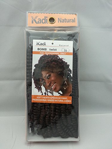 Kadi Natural Braiding Style, Hair Extension, Professional Grade Kanekalon (Bomb Twist, 33 - Dark Auburn)