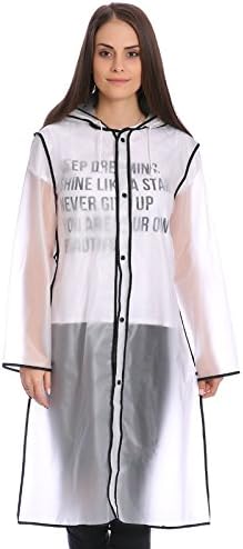 Show Lo Raincoat Ponchos for Adults, Durable Translucent Rain Cape, Outdoor Accessory for Travel, Picnic, Camping, Portable Rain Wear with Hat Hood Unisex Men Women (Black, L)