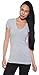 4 Pack Zenana Women's Basic V-Neck T-Shirt Med Black, Charcoal, H Gray, Navy