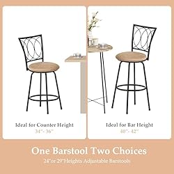 VECELO Barstools, Adjustable Counter Stools, Steel