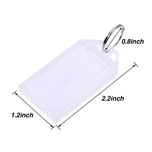 TecUnite 50 Pack White Plastic Key Tags with Split Ring Holder Label