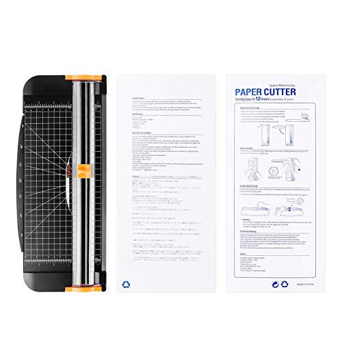 Meafeng A4 Paper Cutter 12 Inch Craft Paper Trimmer Scrapbooking with Automatic Security Safeguard and Side Ruler for Photo Cutter, Handcraft Project, Label, Greeting Card