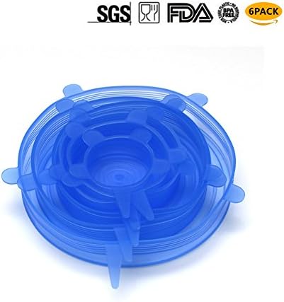 Bowl Covers Reusable Lid Covers Silicone Stretch Lids Cover for Bowls,Pots,Cups for Keeping Food Fresh,Dishwasher and Freezer Safe(6 Pack,Blue)