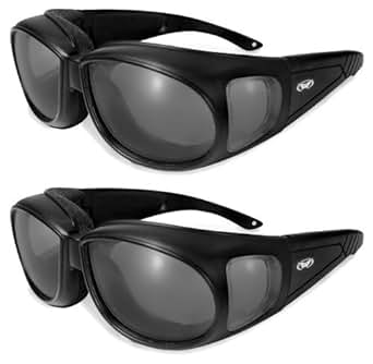 Two (2) Motorcycle Safety Sunglasses Fits Over Rx Glasses
