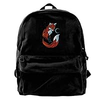 MIJUGGH Canvas Backpack Tribal Stars Fox Rucksack Gym Hiking Laptop Shoulder Bag Daypack for Men Women
