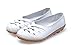KEESKY Womens Ladies Leather Casual Cut out Loafers Flat Slip-on Shoes White Size 8.5