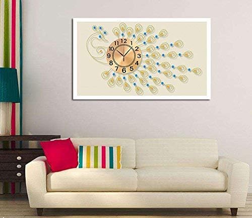 Elonmo DIY 5D Diamond Painting by Number Kit,Peacock with Clock Crystal Rhinestone Embroidery Cross Stitch Arts Craft Canvas Wall Decor Framless (78x48CM)