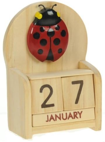 Ladybird Perpetual Calendar : Handcrafted Wooden Date Blocks : Novelty Xmas Stocking Filler Gift : Fun present for adults, kids, boys, girls, him & her! Size 10.5 x 7 x 3.5cm by Namesakes