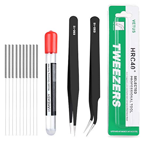 MAKEASY 3D Printer Nozzle Cleaninng Kit, 3D Printer Accessories Nozzle Cleaning Tool Kit - 0.4mm Needles Tweezers Filament Clog Cleaner Accessories - Thumbnail 7