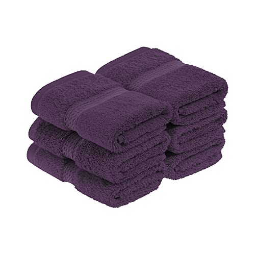 Superior 900 Gram 100% Premium Long-Staple Combed Cotton 6-Piece Face Towel Set, Plum