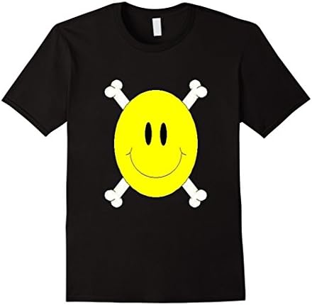 Smiley Face and Crossbones T Shirt - Male XL - Black