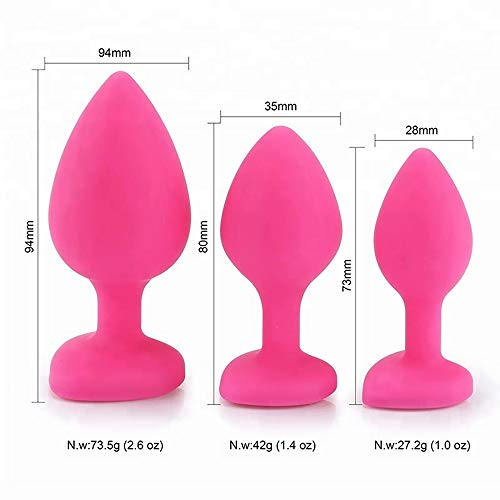 Set of 3 T-bar Base/Silicone Toys/Erotic Games Role Play/Jeweled Stimulator Toys for Men and Women/3 pcs Beginners Silicon Anales Set/Pink