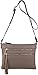 B BRENTANO Vegan Multi-Zipper Crossbody Handbag Purse with Tassel Accents (Stone(N))