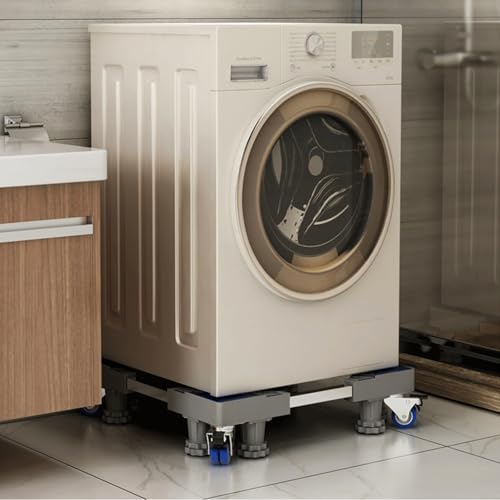 NIUXX Washing Machine Base with 8 Feet + 4 Wheels for Washing Machine, Fridge and Dryer, Adjustable Washing Machine Base with Non-Slip Shock Absorption Function, (Adjustable: 42-66 cm)