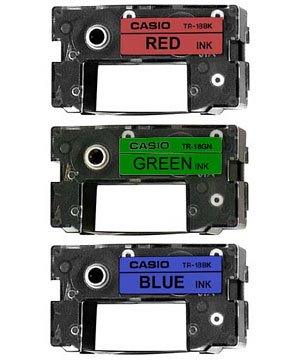 Casio TR-18BRG-3P Assorted Ribbons for CD Title Writers (3-Pack of Red, Green, Blue)