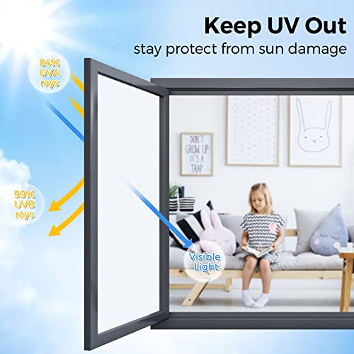 Window Privacy Film Privacy Window Film Heat Blocking: Frosted Glass Window Film Sun Blocking Non Adhesive Window Tint Static Cling for Window Film Home Office