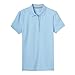 French Toast Girls' Big Short Sleeve Stretch Ruffle Polo, Light Blue, M (7/8)