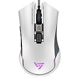 VicTsing Pro RGB Gaming Mouse Wired, 16.8 Milllion Chroma RGB Color,7250 DPI Optical Sensor, 6 Programmable Buttons, Adjustable DPI Sniper Button, Comfortable Weights and Grips-White