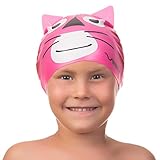Kids Silicone Swim Cap Animal Shaped for Boys and Girls Aged 3-12 (C01)