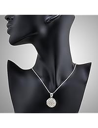 Chuvora - Colgante redondo de plata de ley 925, diseño de nudo celta, 18.0 in, sin níquel