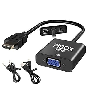 PiBOX India, HDMI to VGA with Audio and power, Gold-Plated Male to Female VGA for Computer, Desktop, Laptop, PC, Monitor…