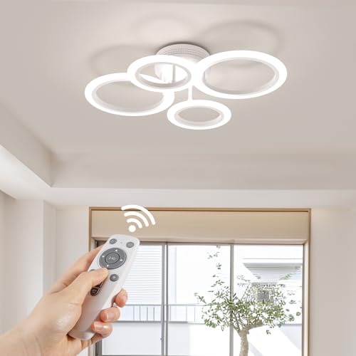 RUYI 48W LED Deckenleuchte Dimmbar, 4 Ringe Φ54cm Modernen Wohnzimmer Lampe