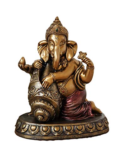 Widdop Faith & Hope Bronze Effect Indian God Elephant Ganesh with a Shell Figurine Gift Ornament FH147
