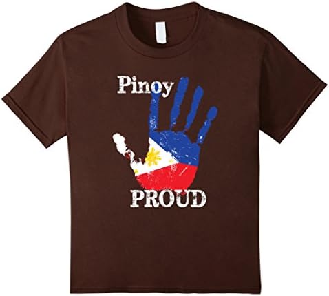 Kids Pinoy Proud Philippines Flag Hand Print Filipino Pride Shirt 8 Brown