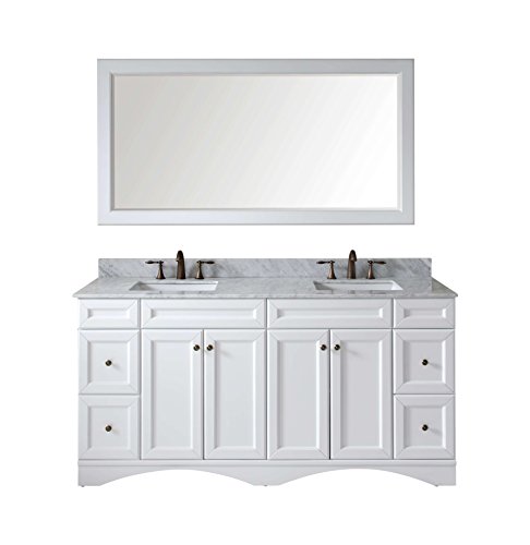Virtu ED-25072-WMSQ-WH Talisa Double Bathroom Vanity Cabinet Set, 72
