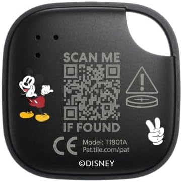 x Disney Tile Starter Pack - Bluetooth-Tracker und Gegenstandfinder für Schlüssel, Geldbörsen und mehr. iOS- & Android-kompatibel. Handy-Finder. 2er-Pack (Schwarz Tile/Slim) - Mickey