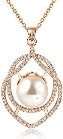 Katon Rose Gold Plated Ivory Pearl Wedding Necklace Set for Bride and Bridesmaid