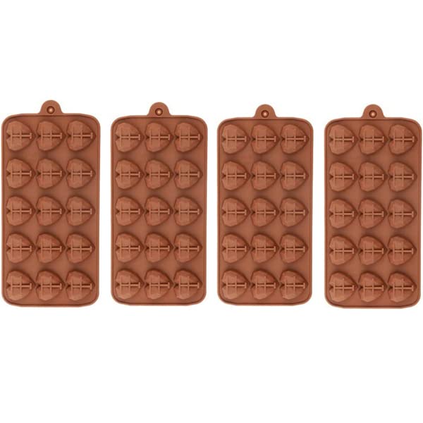 Selecto Bake 4 Pack Chocolate Silicone Dessert Mould 15 Cavity 3D Diamond Heart Shape Mould