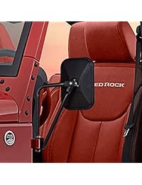 Esright Espejo rectangular de aventura con bisagra para puerta a prueba de golpes para todos Jeep Wrangler JK, JL (07 18), 1 par (negro expuesto)