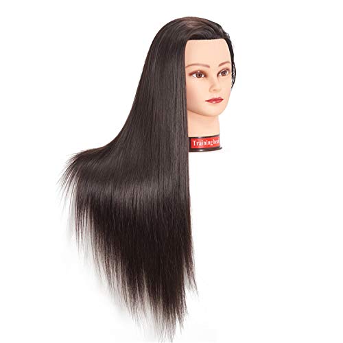Traininghead 26-28" Synthetic Hair Mannequin Head Training Head Hair Styling Hairdresser Cosmetology Manikin Head Doll Head with Free Clamp for Female (1813W0220)