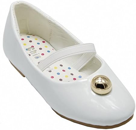 Chickarl White Patent Leather Mary Jane Slip On Ballet Flats-12(Toddler/Little Kid)