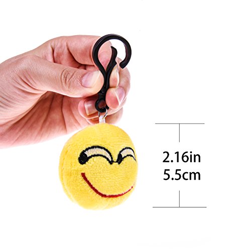 image for FUN LITTLE TOYS 24 PCs Emoji Key Chain Mini Plush Pillows Toys for Emo