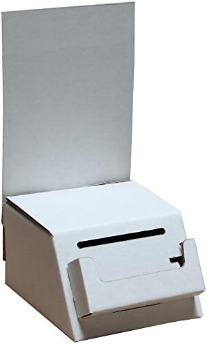 Prime Office Cardboard Ballot & Contest Mini Box with Pocket (White) | For Every Occasion | Tips, Donations, Surveys and much more! | Great for Businesses and schools to use | (2 Pack)