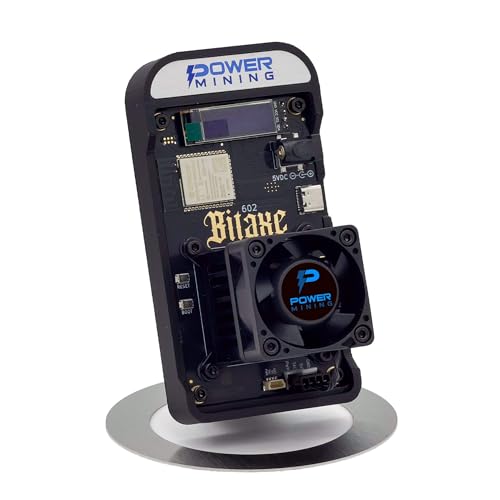 Bitaxe Gamma 602 ASIC Bitcoin Miner | 1.1 TH/s @ 18W | BM1370 (Antminer S21 Pro Chip) | Wi-Fi | USB-C | AxeOS | Open Source | Made in Europe | Includes Power Supply & Stand