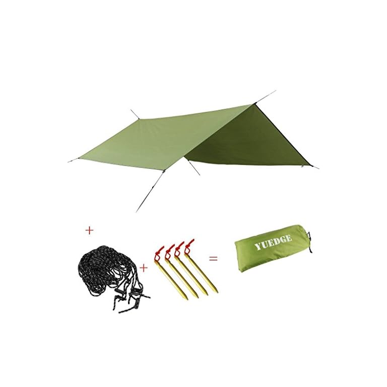 YUEDGE Portable Lightweight Waterproof Rain Tarp Tent Tarp Shelter Sun