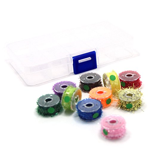 SAMSFX Ice Chenille Fly Tying Materials Flash Cactus Chenille Line Specific Colors for Fly Flies (10 Colors Chenille with Box)