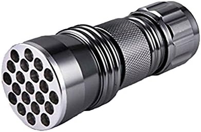 Yliyaya Mini Handheld 21 LED UV Ultra Violet Flashlight Torch Lamp for Spotting Scorpions and Bed Bugs, Counterfeits, Pet Stains, Counterfeit Money Detector and Detect Fluorescent Substance (Silver)