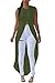Happy Sailed Women Solid Sleeveless Long High Low Top Shawl, Medium Green