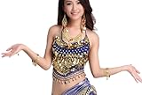 ZLTdream Lady's Belly Dance Chiffon Banadge Top With Chest  bells and coins