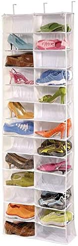 Toolless Mounting Non-Woven Useful 26-Pocket Shoe Rack Storage Organizer Holder Hook Folding Hanging on Door Closet